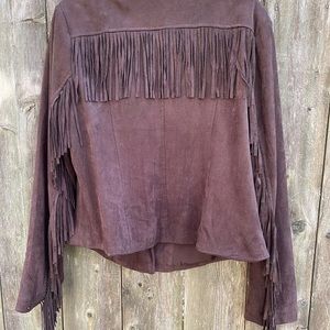 Faux Suede Jacket Western Style with Fringe Plus Size 14/16